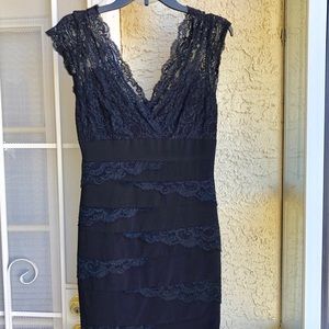 Betsy & Adam black lace gown, size 8.